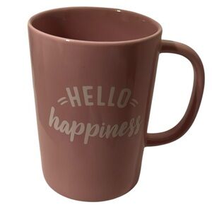 Threshold Pink and White Porcelain Mug with Hello Happiness